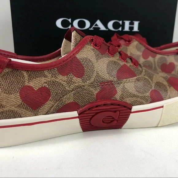 Coach CitySole Coated Canvas & Leather Sneakers Signature C Hearts ❤️ NIB - Picture 11 of 11